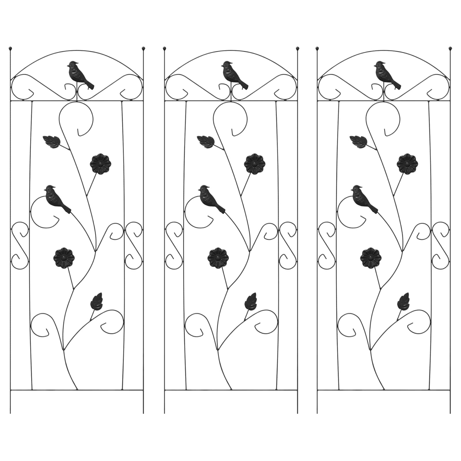 Valla de Jardín 3 pcs Negro 110 x 40 cm Acero