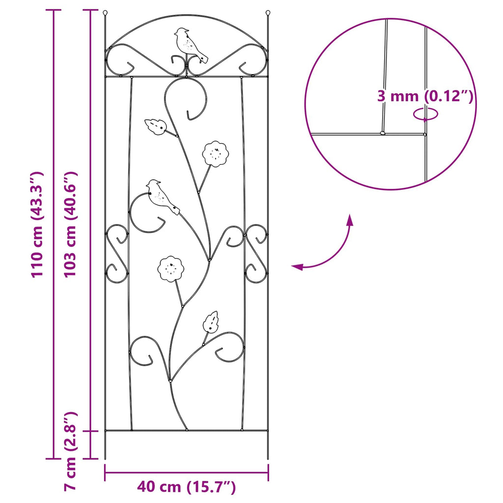 Valla de Jardín 3 pcs Negro 110 x 40 cm Acero