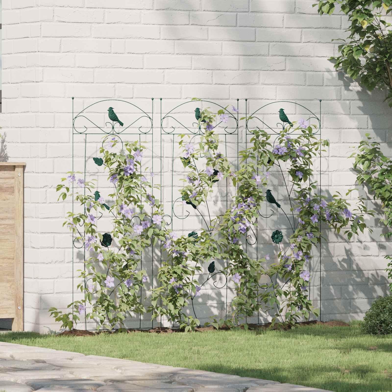 Valla de Jardín 3 pcs Negro 110 x 40 cm Acero