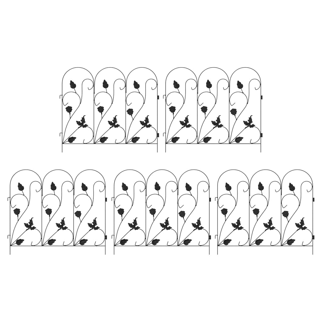 Valla de Jardín 5 pcs Negro Acero