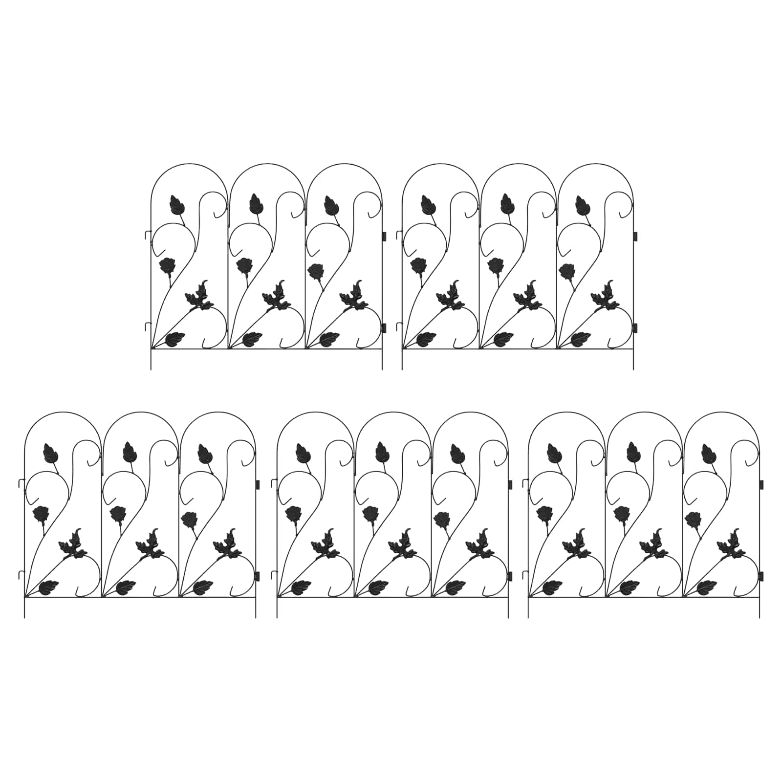 Valla de Jardín 5 pcs Negro Acero