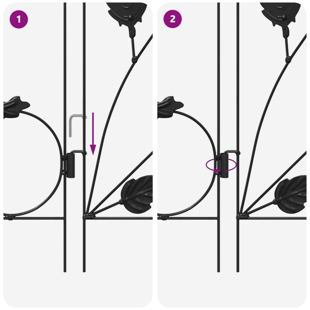 Valla de Jardín 5 pcs Negro Acero