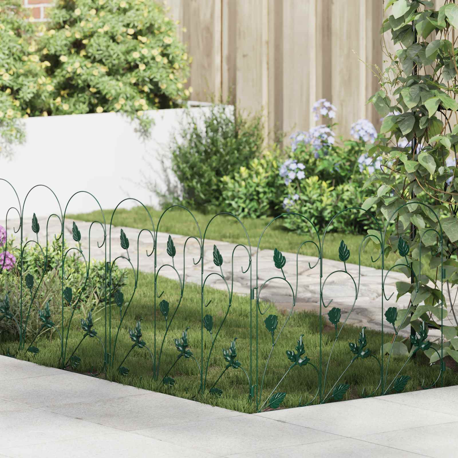 Valla de Jardín 5 pcs Negro Acero