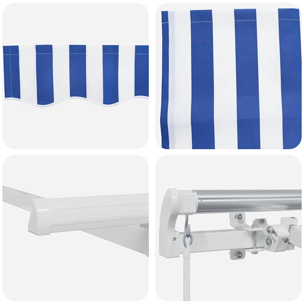 Toldo Retráctil Manual Azul y 500 x 300 cm Poliéster y Aluminio