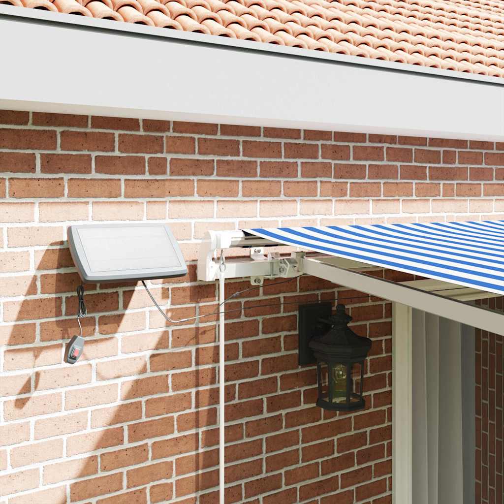 Toldo Retráctil Manual Azul y 500 x 300 cm Poliéster y Aluminio