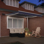 Toldo Retráctil Manual Azul y 350 x 250 cm Poliéster y Aluminio