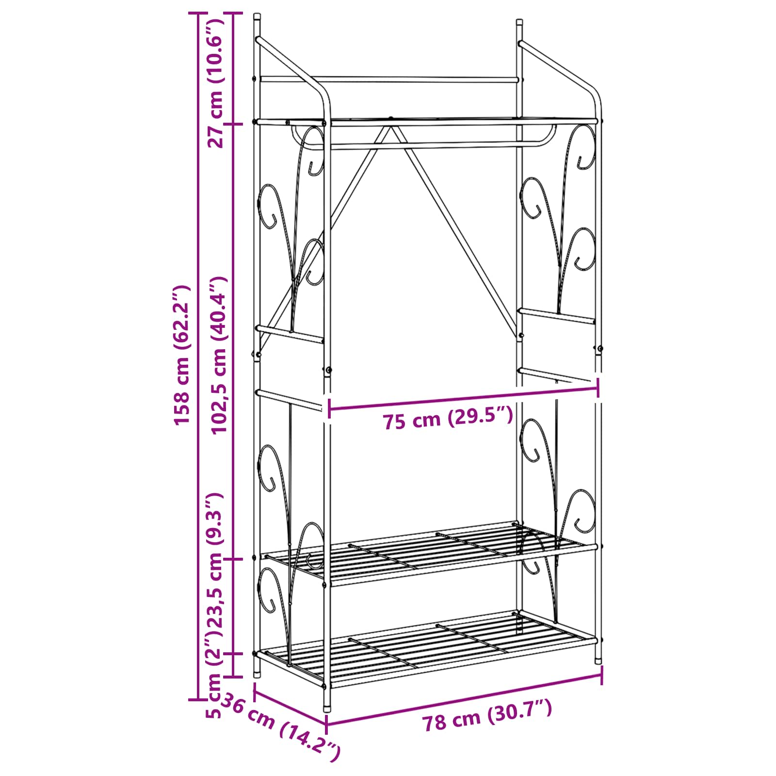 Armario Abierto Liso 2 pcs 78 x 36 x 158 cm