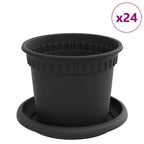 Macetas 24 pcs Negro Ø 12,5 x 10 cm Plástico