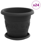 Macetas 24 pcs Negro Ø 22 x 18 cm Plástico