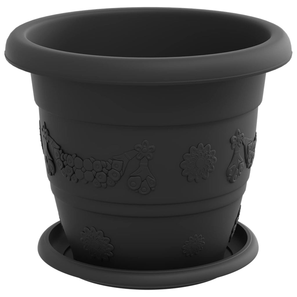 Macetas 24 pcs Negro Ø 22 x 18 cm Plástico