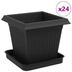 Macetas 24 pcs Negro 16 x 16 x 14 cm Plástico