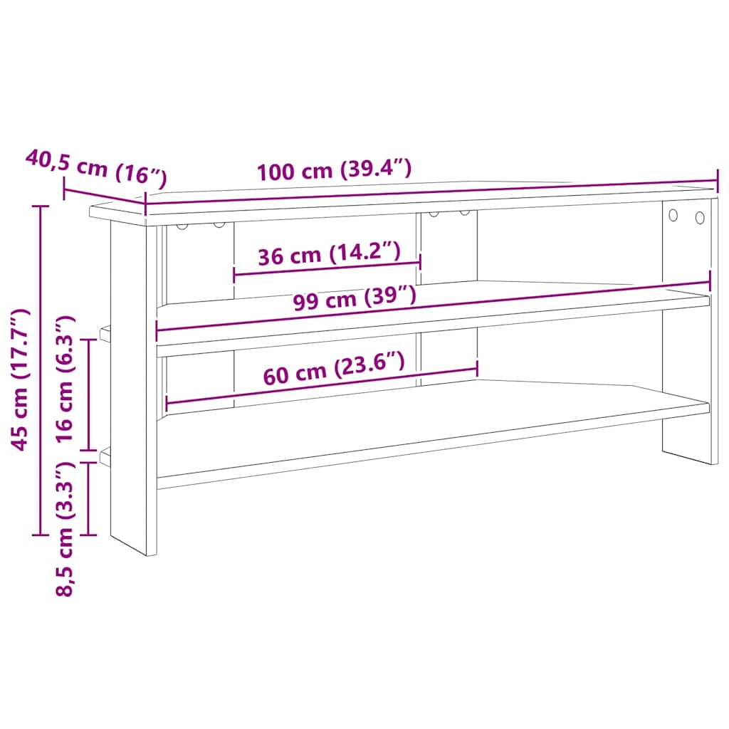 MuebledeTVdeesquina 102x40,5x45cm Madera contrachapada