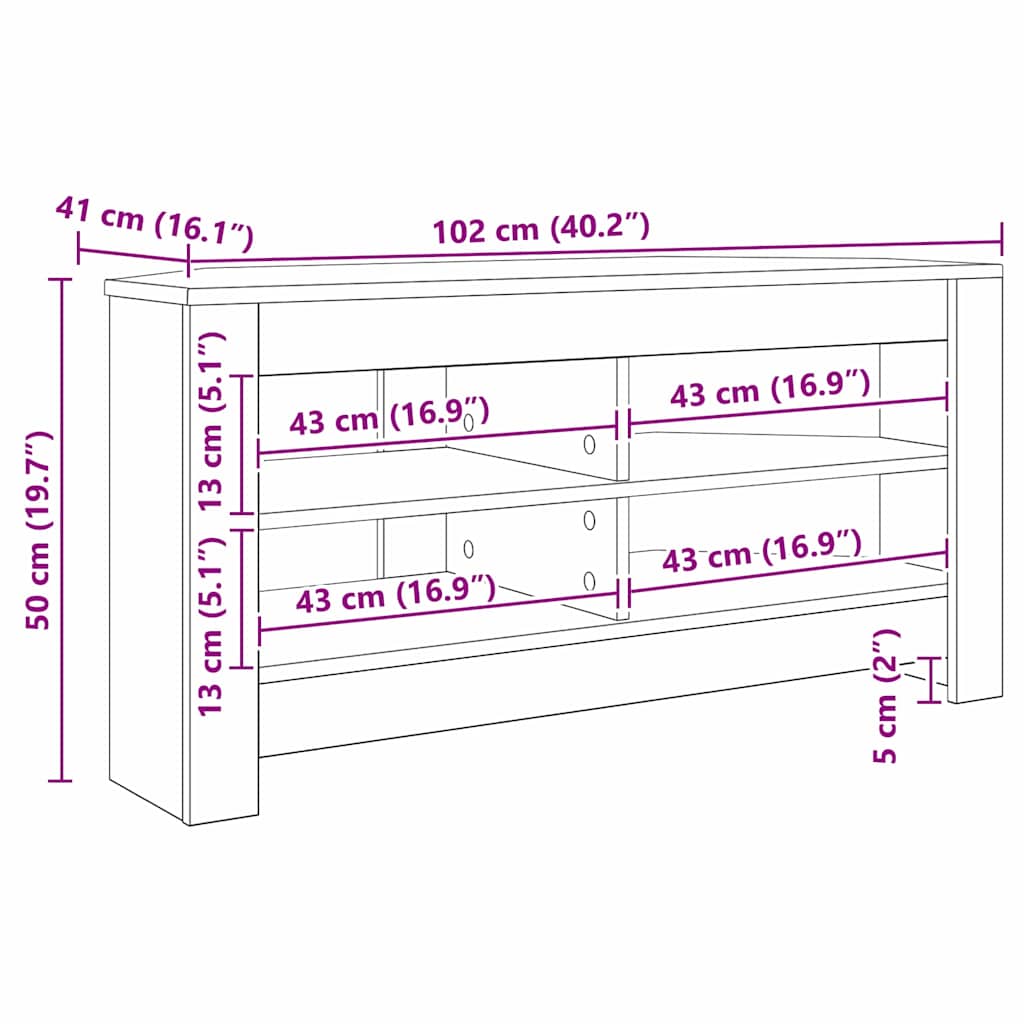 MuebledeTVdeesquina 102 x 40,5 x 45 cm Madera contrachapada