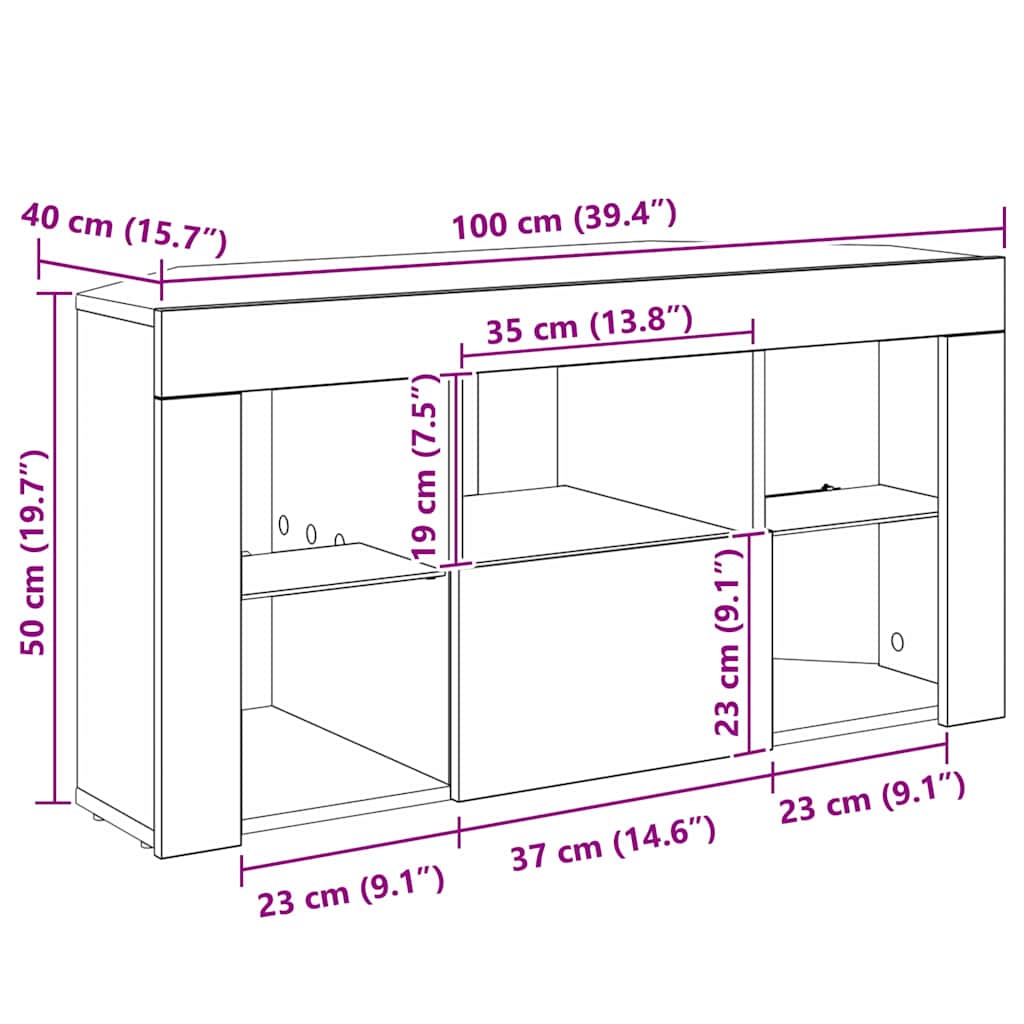 Armario LED para TV de Esquina 100 x 40 x 50 cm