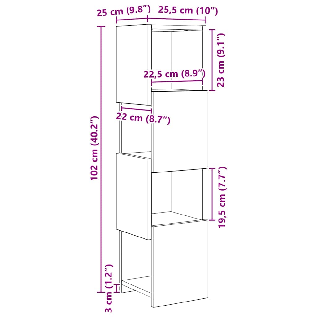 Armario de esquina 25,5x25x102cm Madera de ingeniería