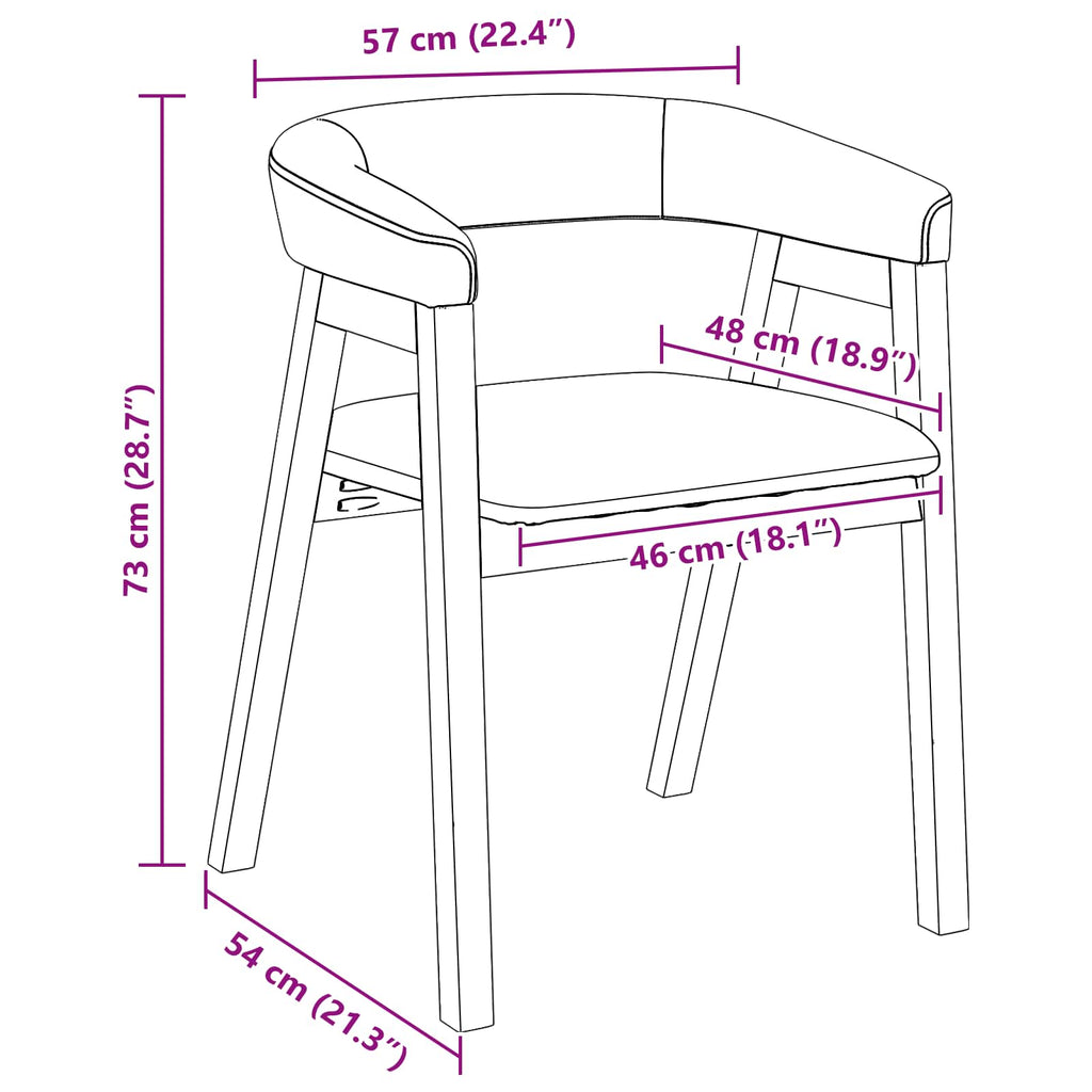 Sillas de comedor 2 pcs 54 x 57 x 73 cm Madera de Caucho Sólido