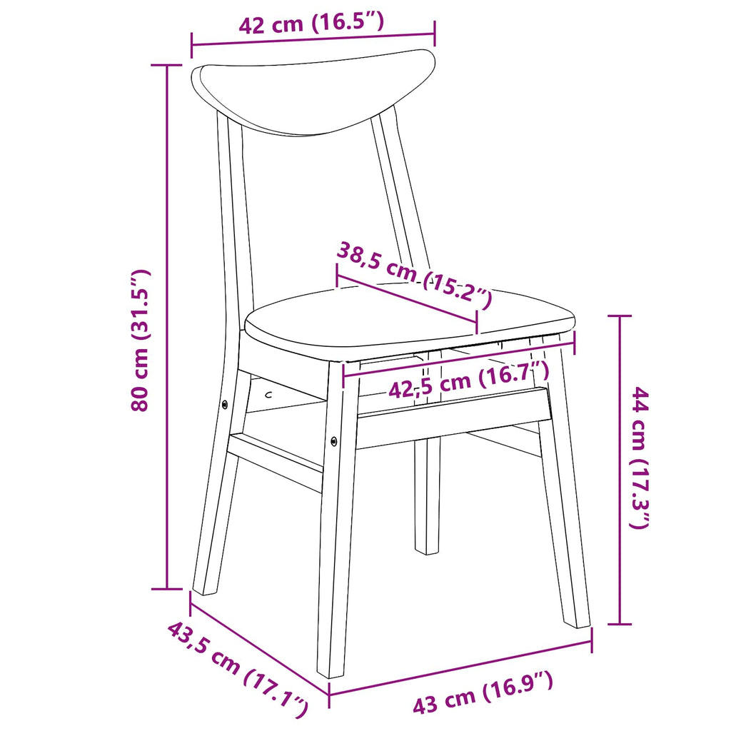 Sillas de comedor 2 pcs 42 x 47.5 x 81 cm