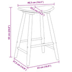 Sillas de comedor 2 pcs 46 x 37 x 63 cm Madera de Caucho Sólido