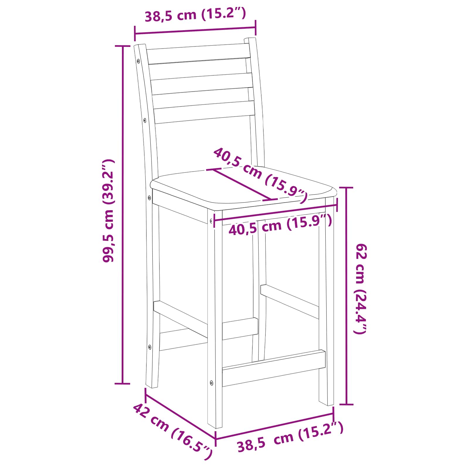 Sillas de comedor 2 pcs 40 x 47,5 x 99,5 cm