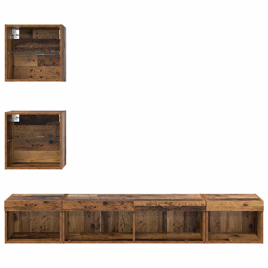 Unidades de TV de Pared con LED con LED 5 pcs Madera vieja