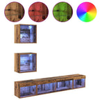 Unidades de TV de Pared con LED con LED 5 pcs Madera vieja