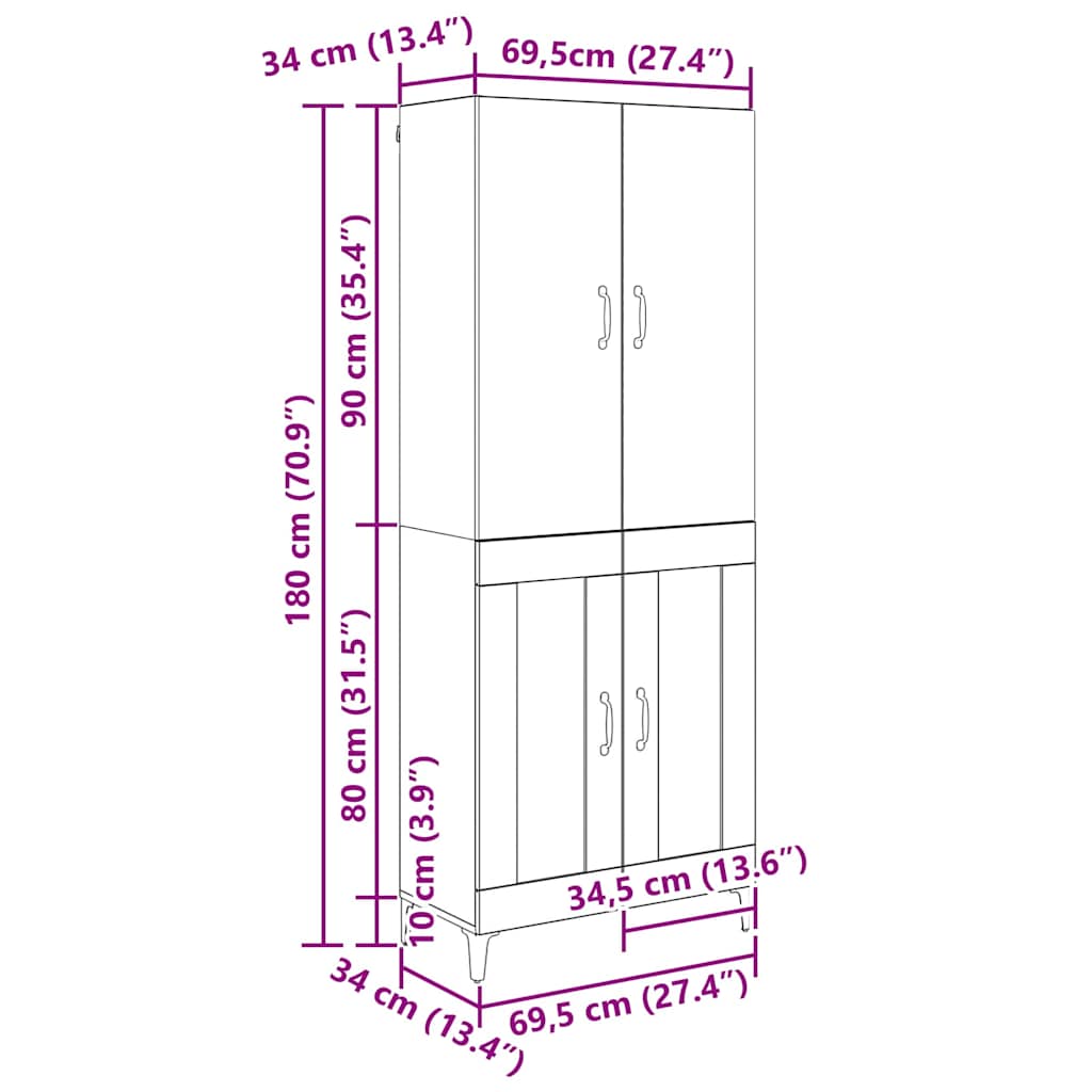 Alacena Madera Vieja 69,5 x 34 x 180 cm Madera contrachapada