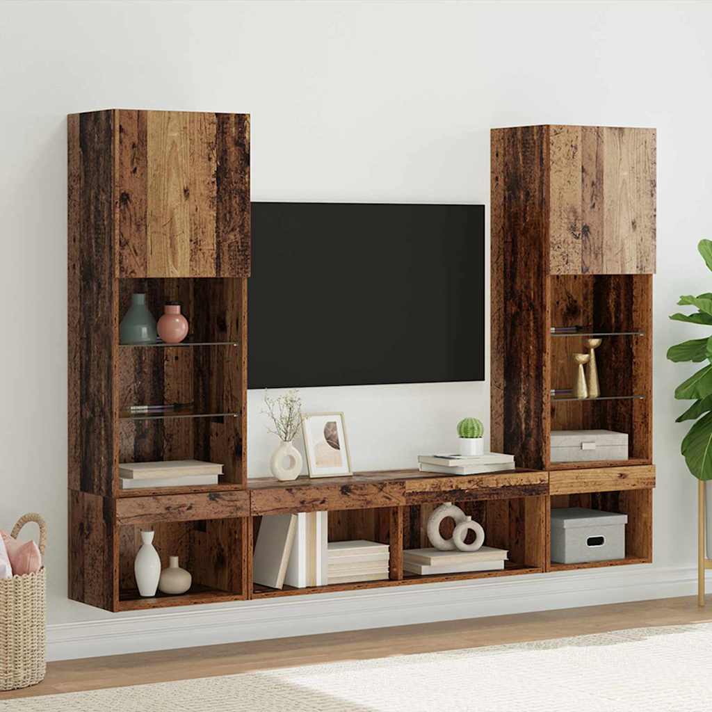Unidades de TV de Pared con LED 5 pcs 40,5 x 30 x 102 cm