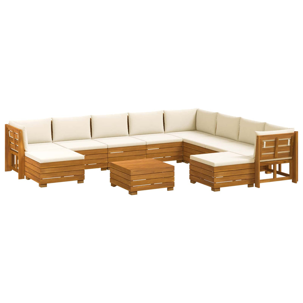 Conjunto de sofás de exterior con cojín 11 Pieza Marrón