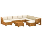 Conjunto de sofás de exterior con cojín 11 Pieza Marrón