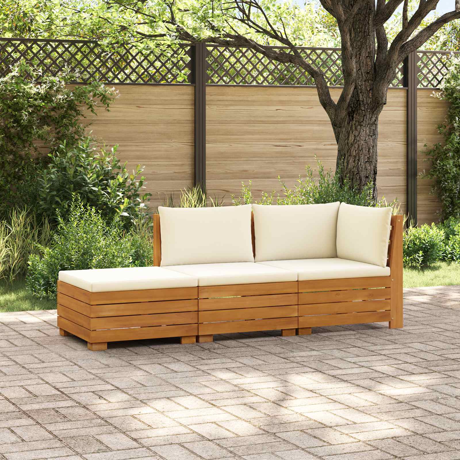 Conjunto de sofás de exterior con cojín 11 Pieza Marrón