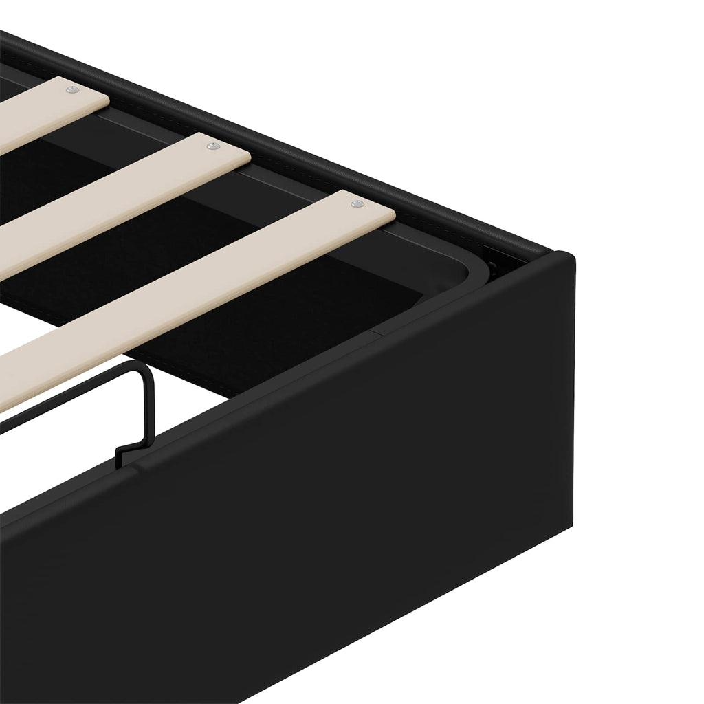 Estructura de Cama Ottoman Negro 153 x 203 cm Cuero sintético