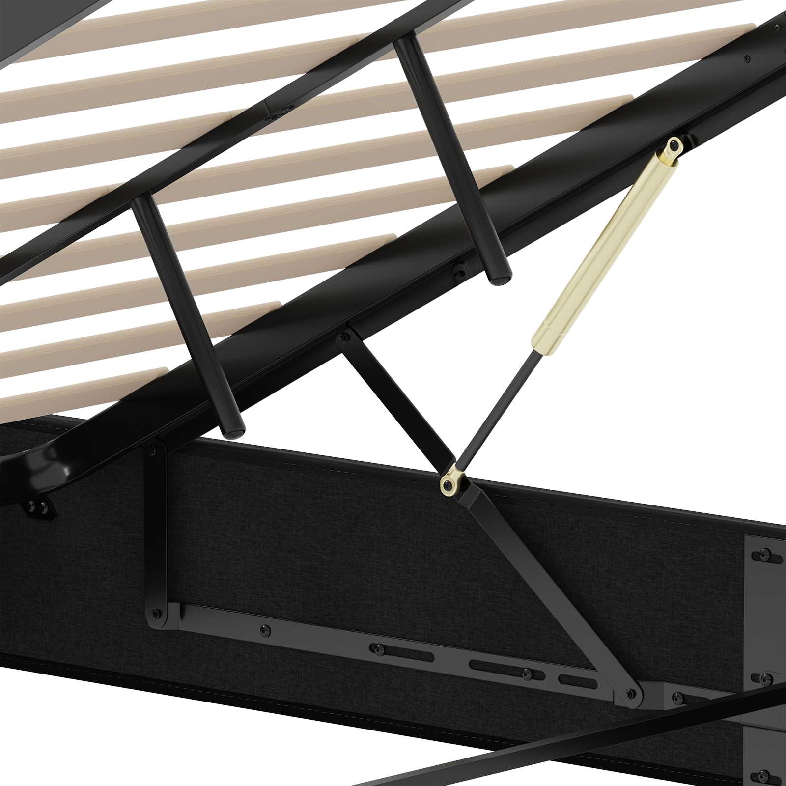 Estructura de Cama Ottoman Negro 153 x 203 cm Cuero sintético