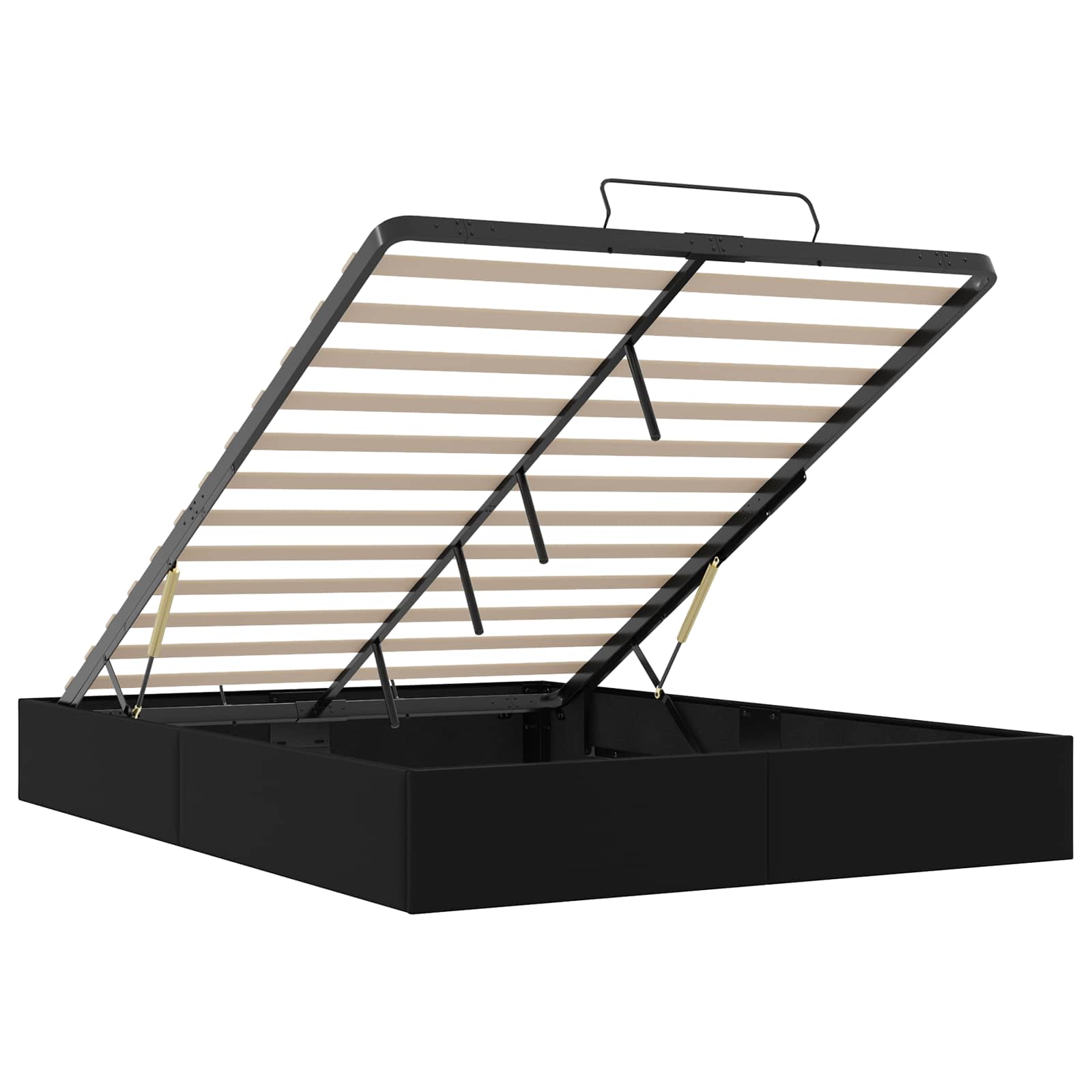 Estructura de Cama Ottoman Negro 153 x 203 cm Cuero sintético