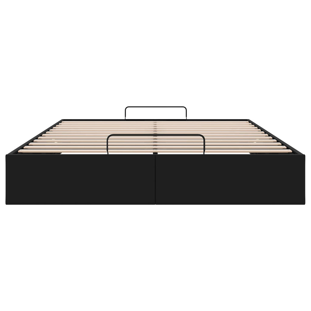 Estructura de Cama Ottoman Negro 153 x 203 cm Cuero sintético