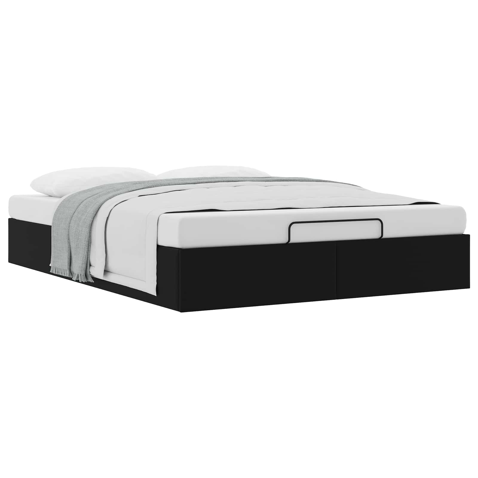 Estructura de Cama Ottoman Negro 153 x 203 cm Cuero sintético