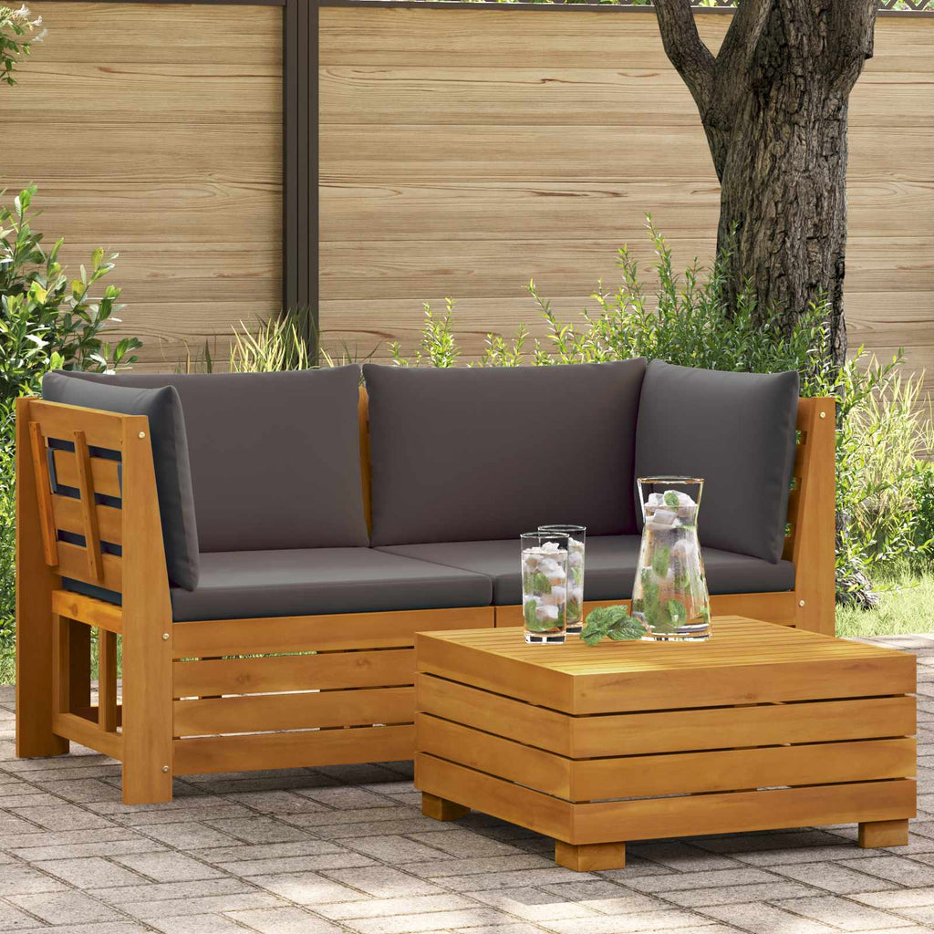 2 Pieza Conjunto de Sofás de Jardín Madera de Acacia Sólida