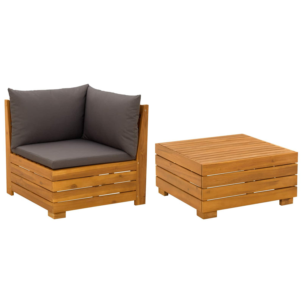 2 Pieza Conjunto de Sofás de Jardín Madera de Acacia Sólida