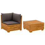 2 Pieza Conjunto de Sofás de Jardín Madera de Acacia Sólida
