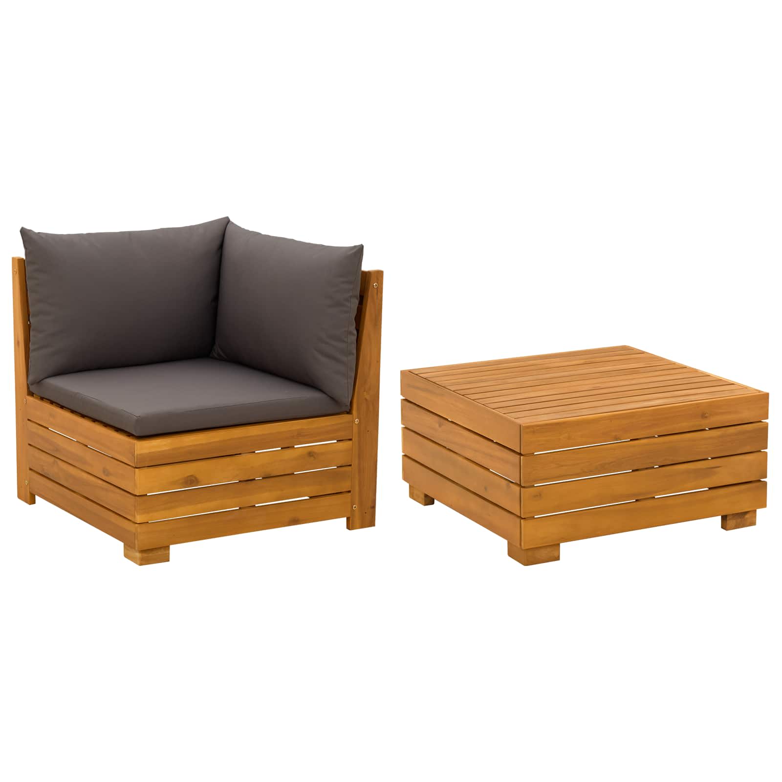 2 Pieza Conjunto de Sofás de Jardín Madera de Acacia Sólida