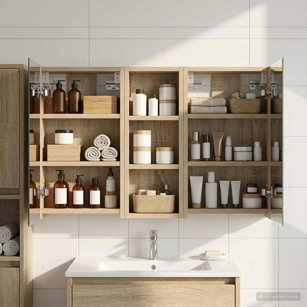 Juego de Muebles de Baño con estante 3 pcs 100 x 10,5 x 50 cm