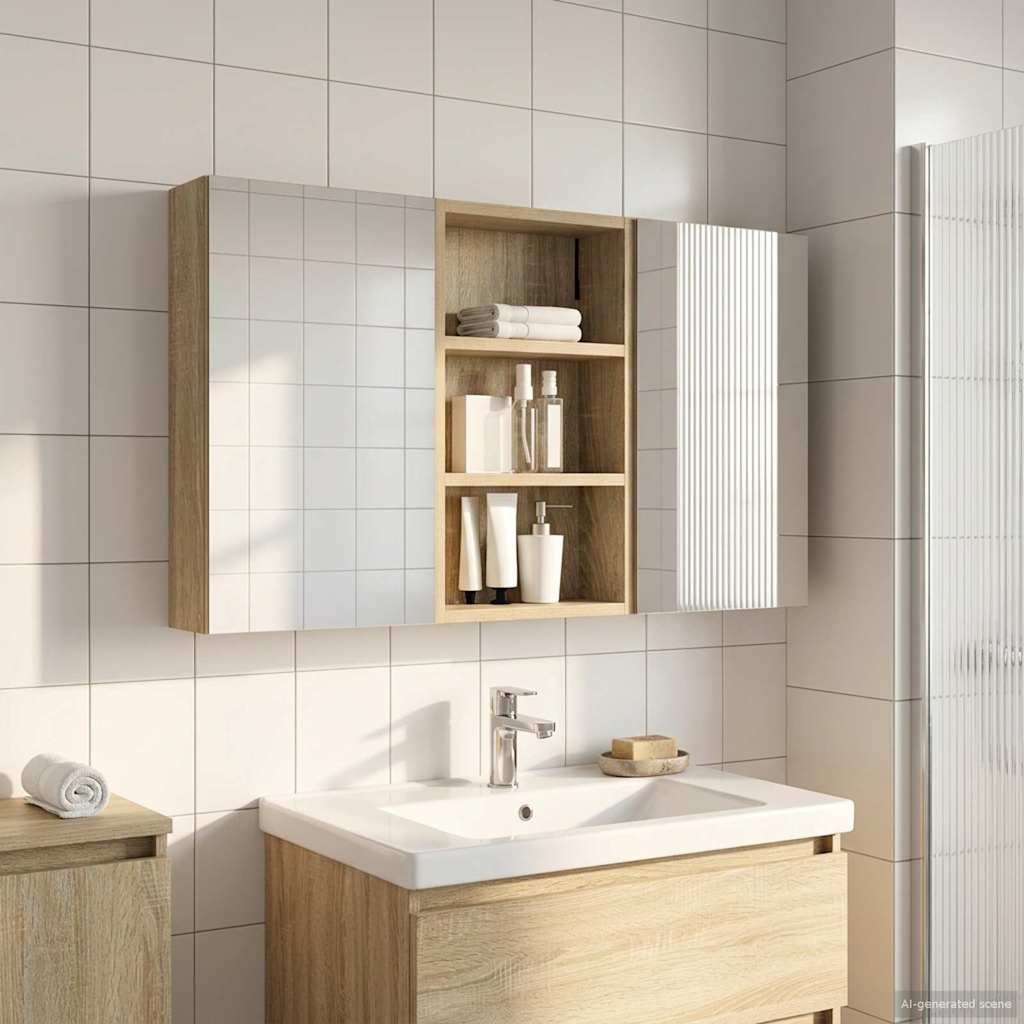 Juego de Muebles de Baño con estante 3 pcs 100 x 10,5 x 50 cm