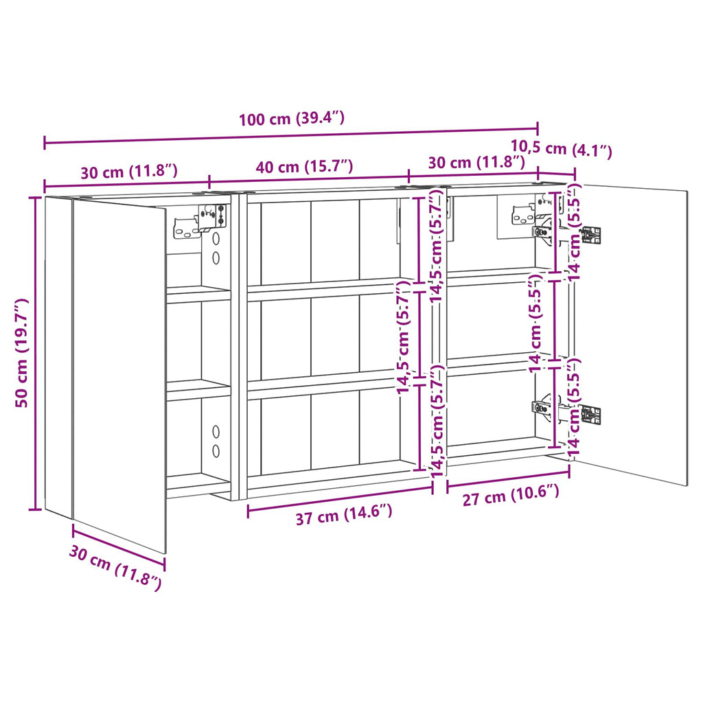 Juego de Muebles de Baño con estante 3 pcs 100 x 10,5 x 50 cm