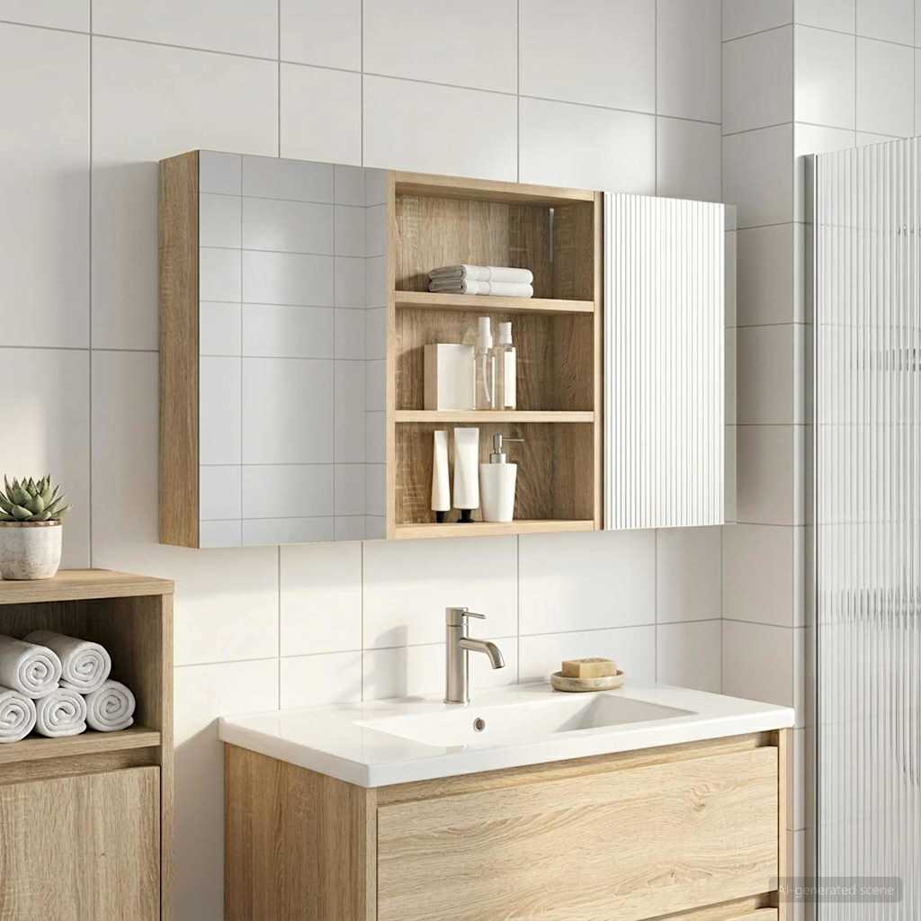 Juego de Muebles de Baño con estante 3 pcs 100 x 10,5 x 50 cm