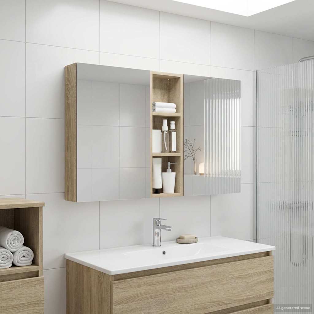 Juego de Muebles de Baño con estante 3 pcs 100 x 10,5 x 50 cm