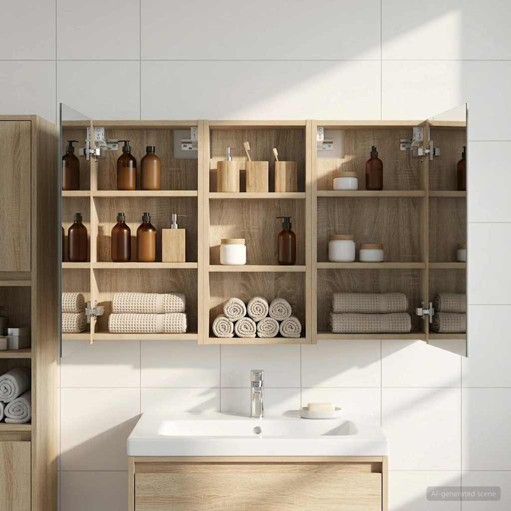Juego de Muebles de Baño con estante 3 pcs 100 x 10,5 x 50 cm