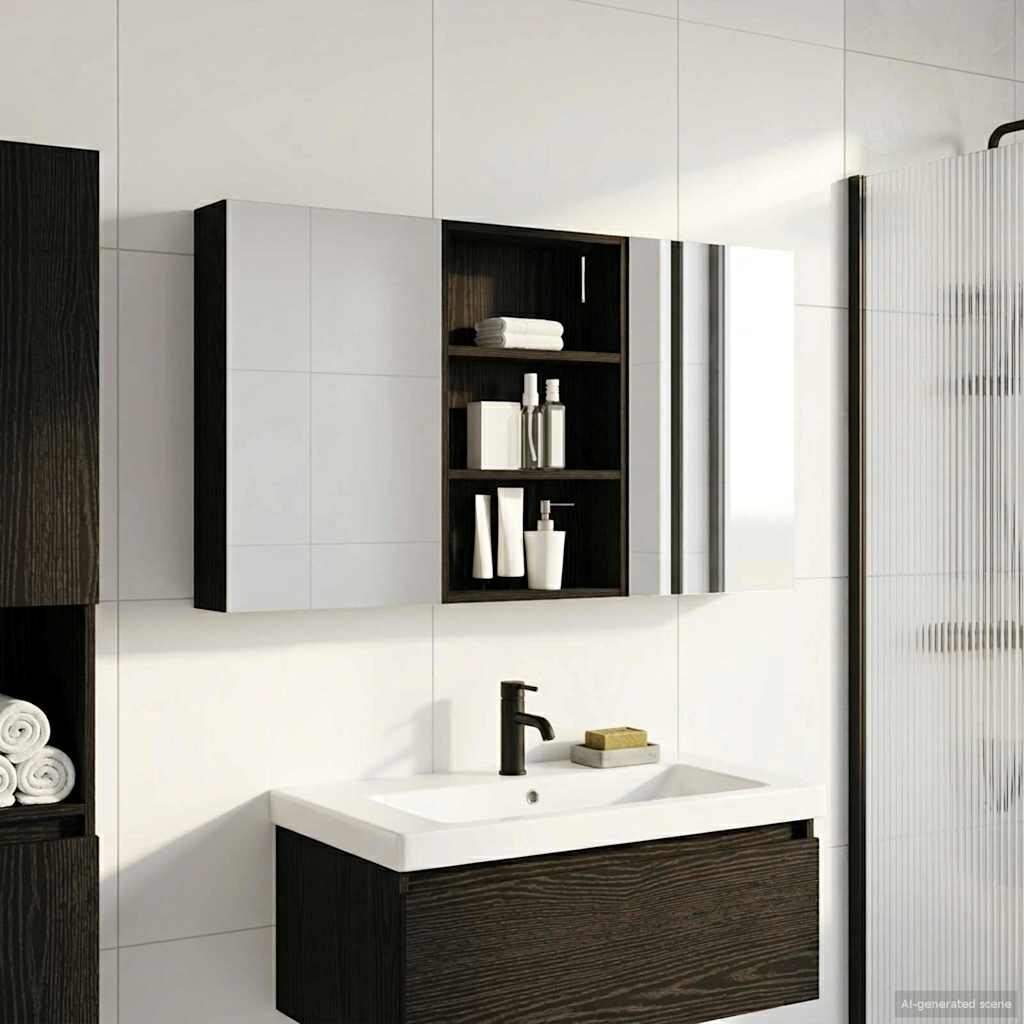 Juego de Muebles de Baño con estante 3 pcs 100 x 10,5 x 50 cm