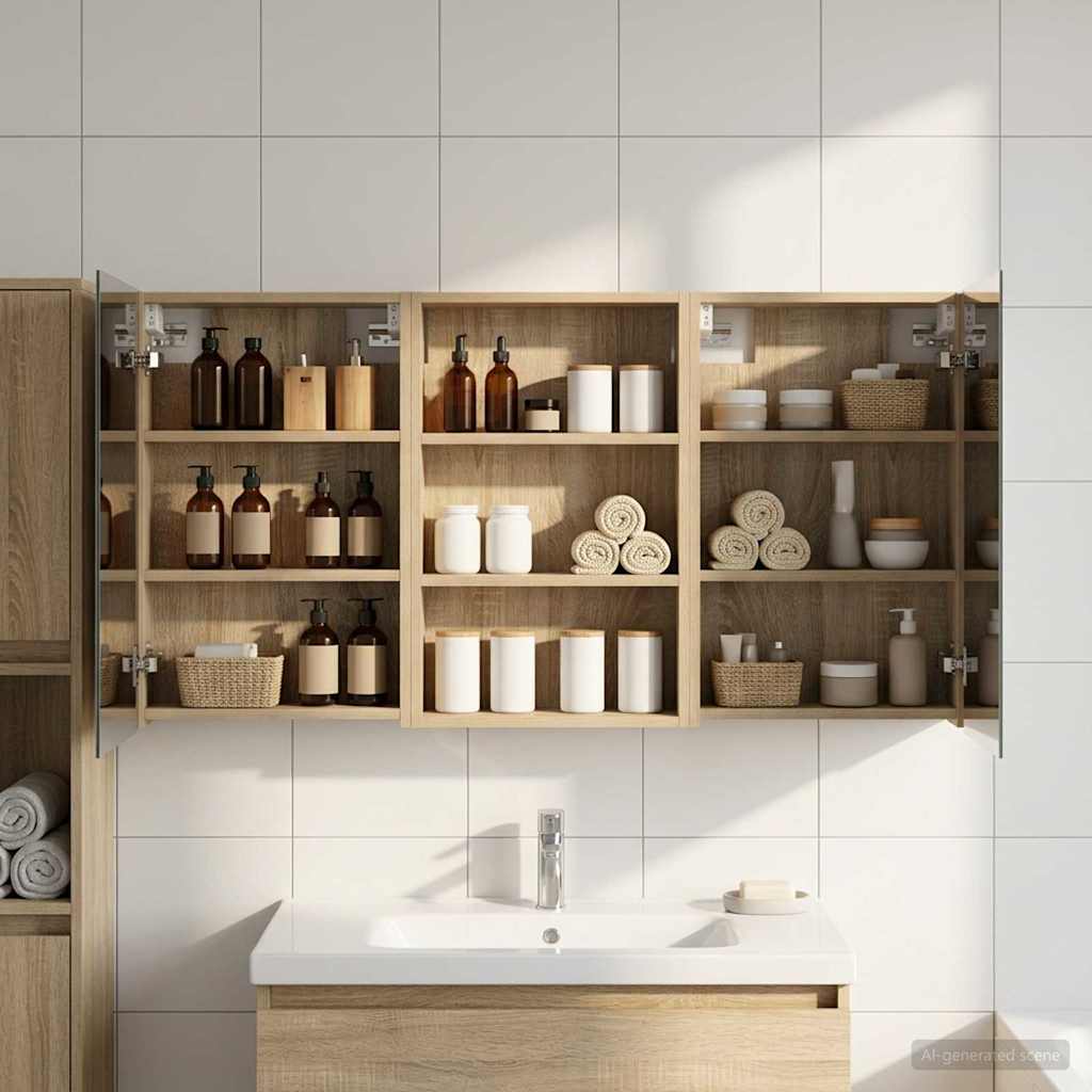 Juego de Muebles de Baño con estante 3 pcs 100 x 10,5 x 50 cm