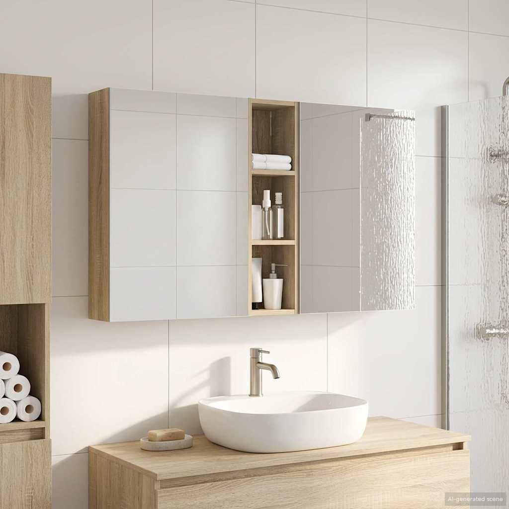Juego de Muebles de Baño con estante 3 pcs 100 x 10,5 x 50 cm