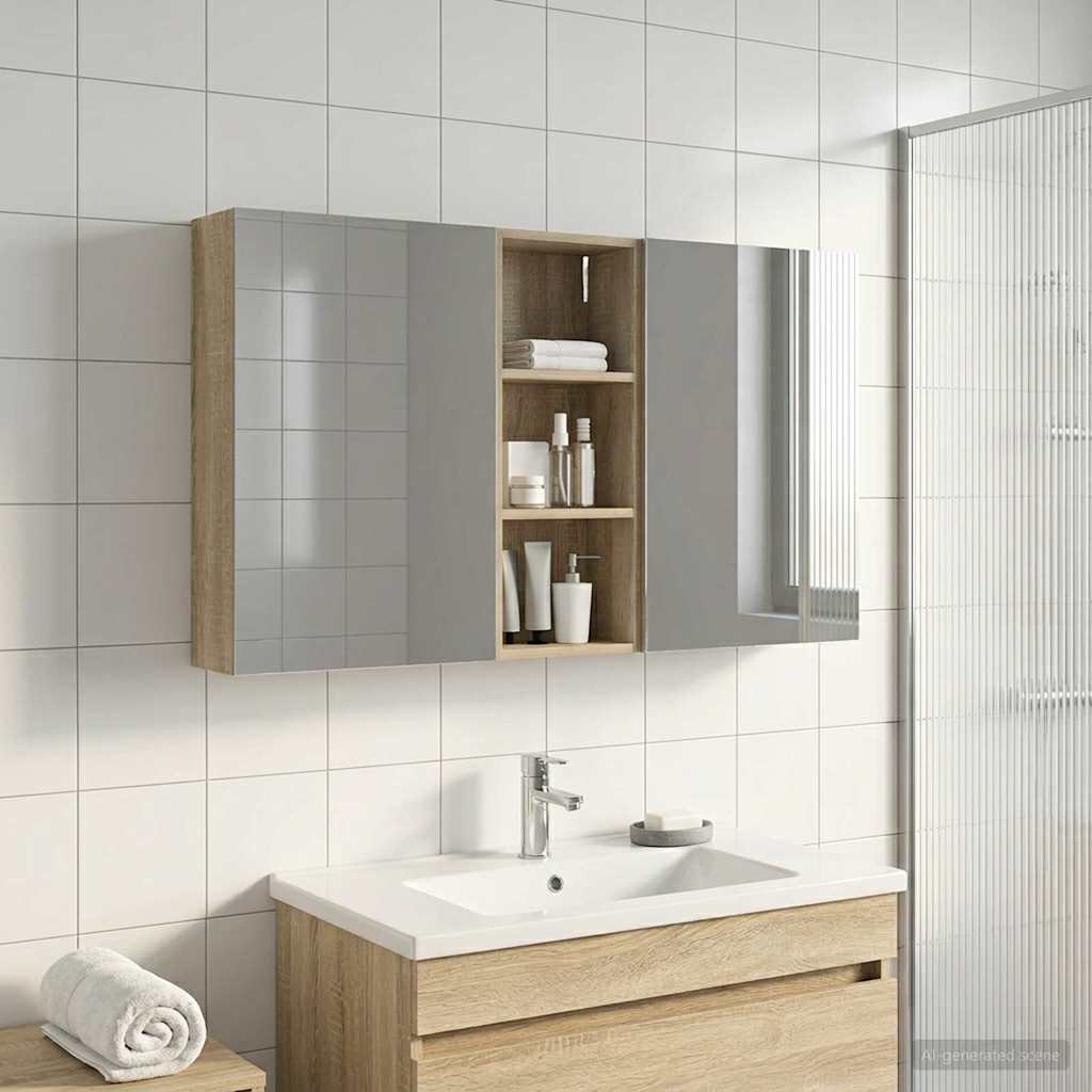 Juego de Muebles de Baño con estante 3 pcs 100 x 10,5 x 50 cm