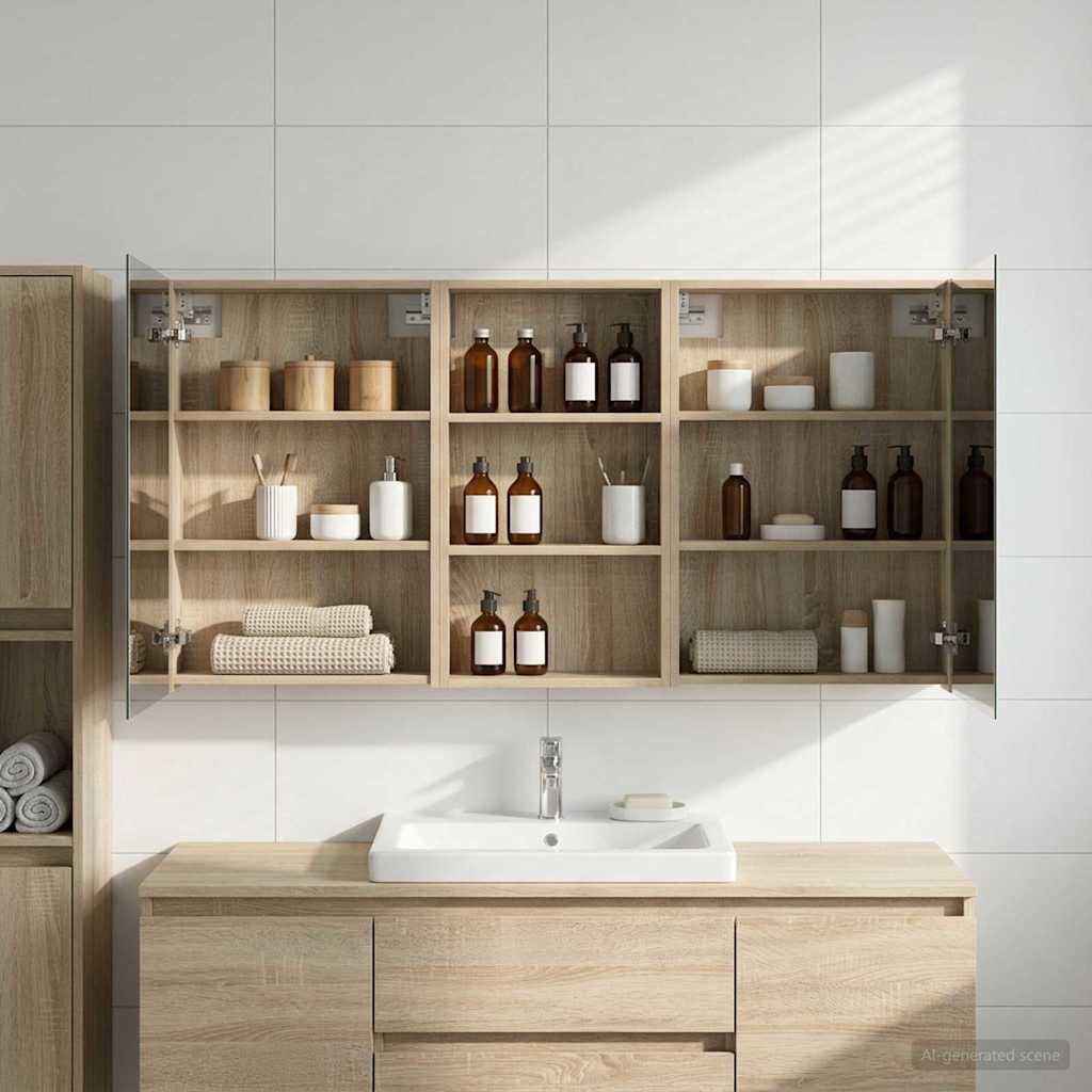 Juego de Muebles de Baño con estante 3 pcs 100 x 10,5 x 50 cm
